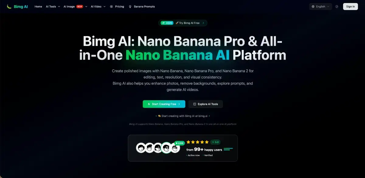 Bimg AI Nano Banana AI Platform product image